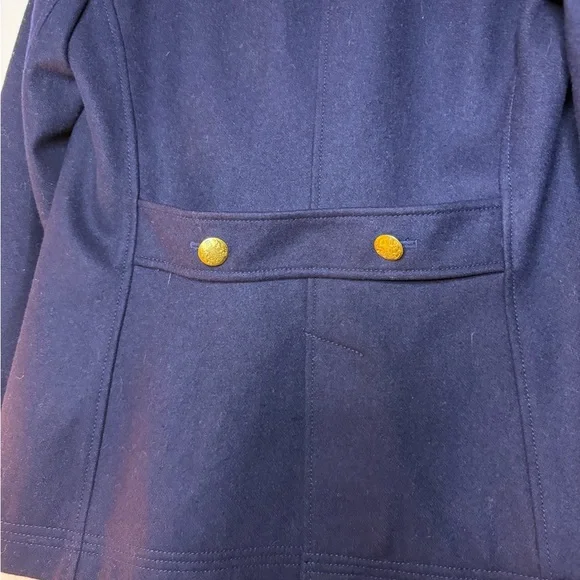 J.Crew Navy Wool Peacoat Gold Crest Buttons Nautical Coat Size 6 - Picture 5 of 8